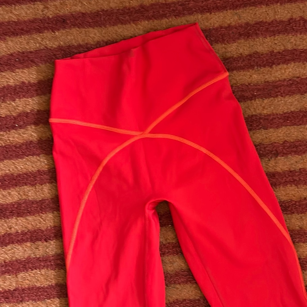 ❤️ AERIE Most Flattering Seamed OFFLINE GOALS Red 7/8 Leggings, XS Extra Small